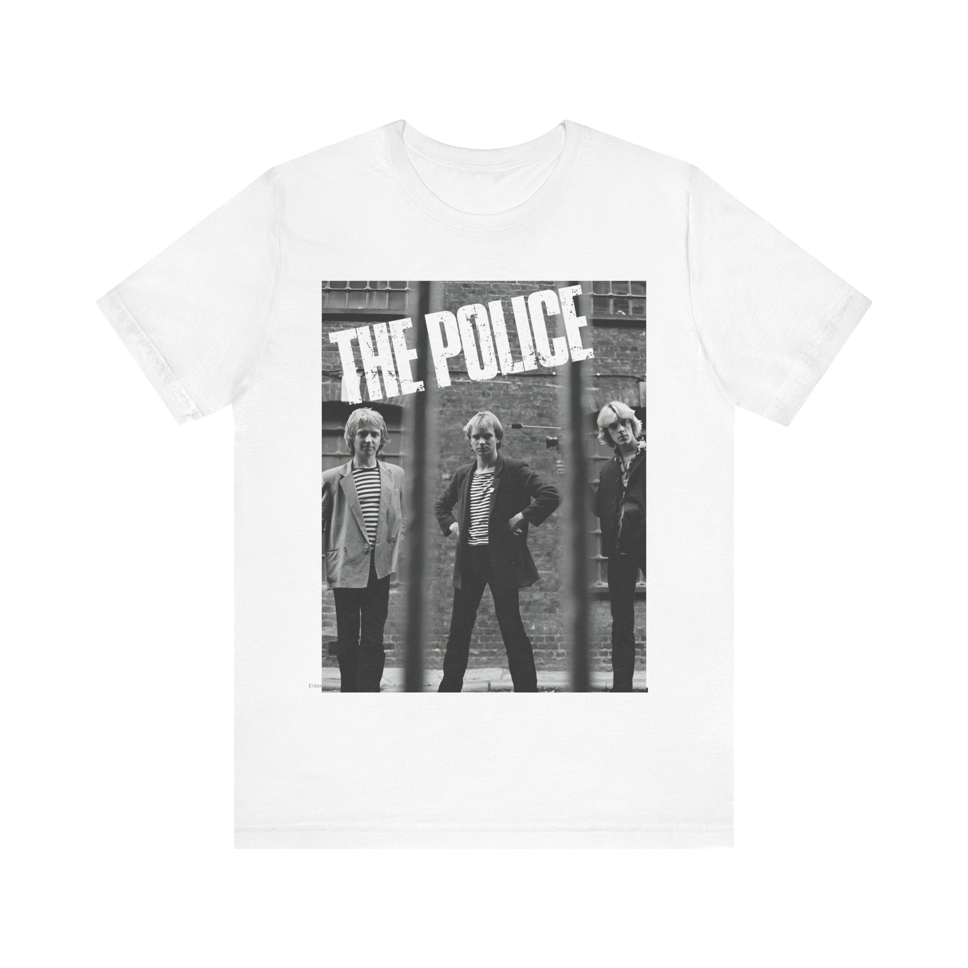 A black graphic t-shirt featuring a vintage new wave icon graphic of The Police.