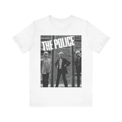 A black graphic t-shirt featuring a vintage new wave icon graphic of The Police.