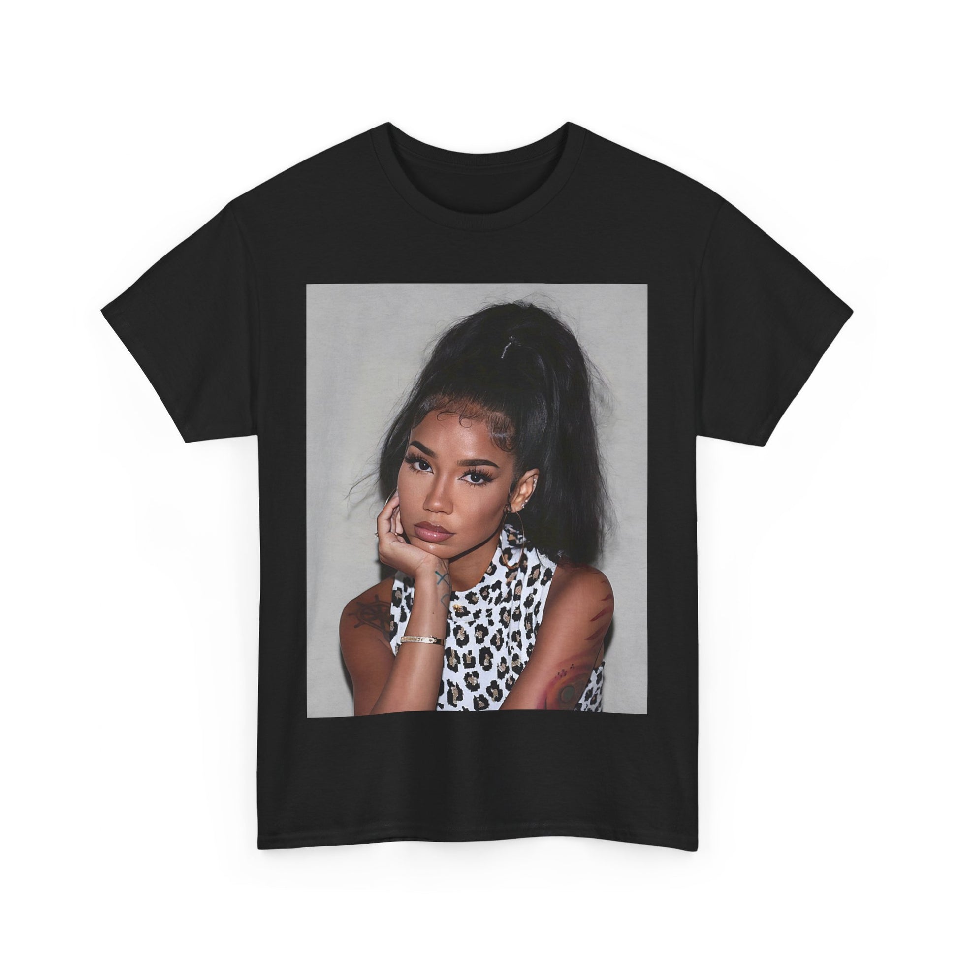 A black graphic t-shirt featuring a graphic related to Jhene Aiko's 'Trip' album era, with an aesthetic design.