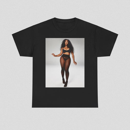 A black graphic t-shirt featuring a graphic related to SZA's 'Good Days' song or era.
