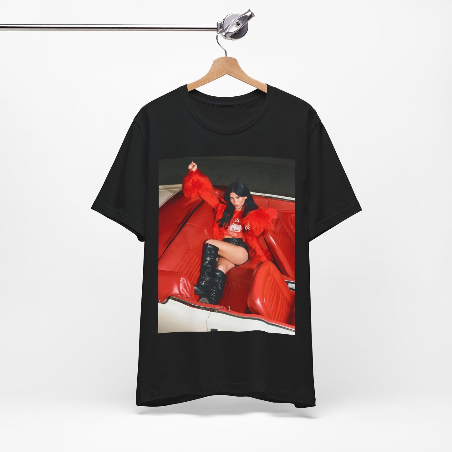 A black graphic t-shirt featuring a retro graphic related to Nessa Barrett's 'Dying on the Inside' song or era.