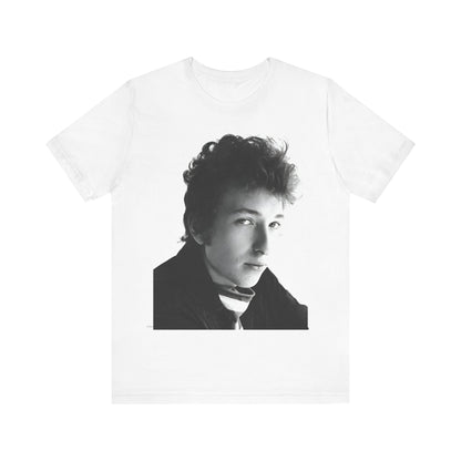 A black graphic t-shirt featuring a graphic related to Bob Dylan's 'Like a Rolling Stone' song or era.