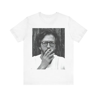 A black graphic t-shirt featuring a graphic related to Eric Clapton's classic Cream era.