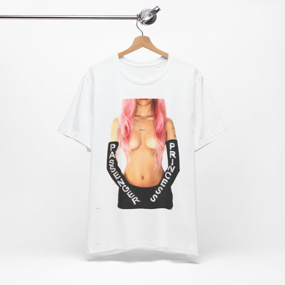 A black graphic t-shirt featuring a graphic of Nessa Barrett with a 'Passenger Princess' theme.