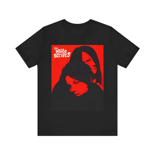 A black graphic t-shirt featuring a graphic related to The White Stripes' 'Icky Thump' album era.