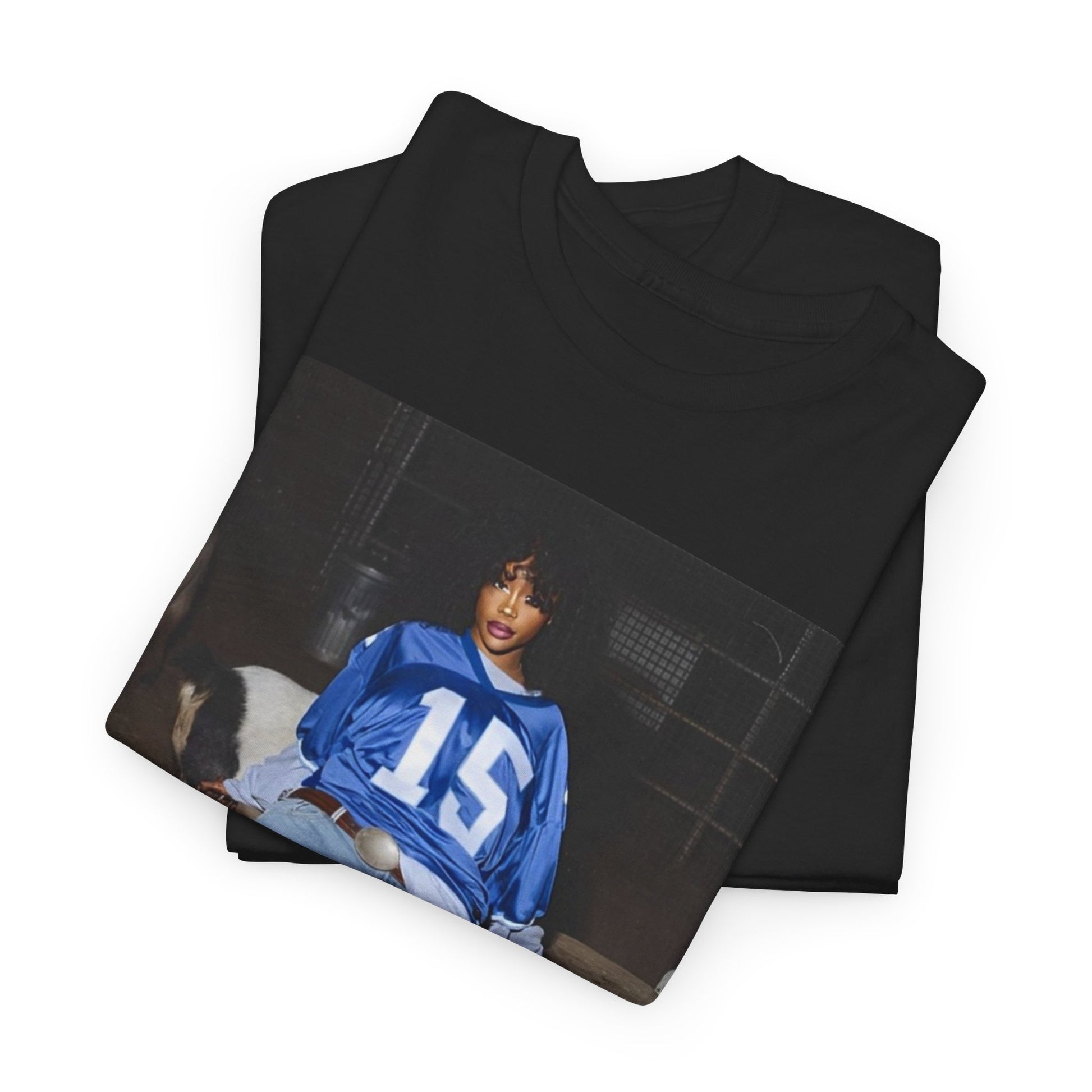 A black graphic t-shirt featuring a graphic related to SZA's 'LANA' album era.