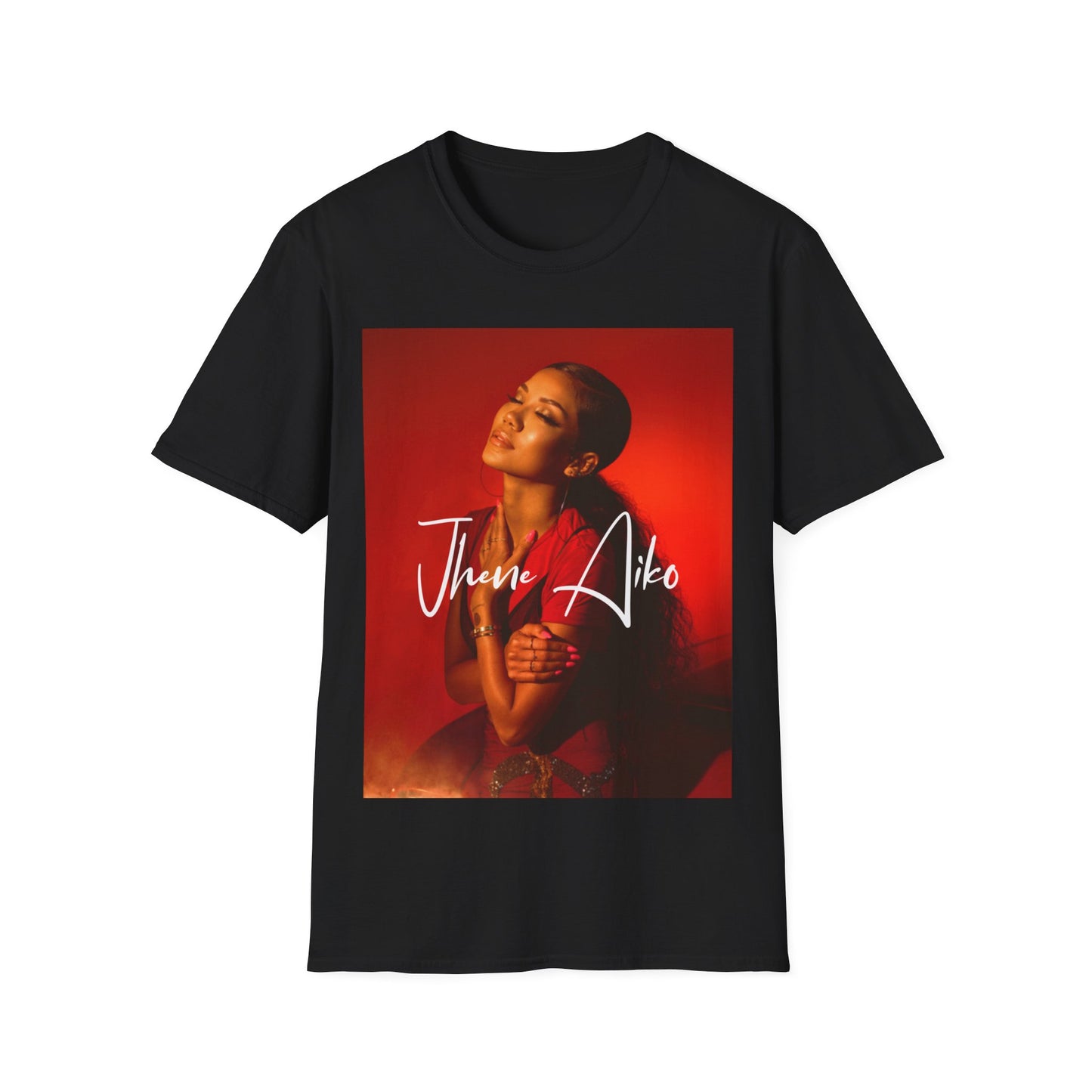 A black graphic t-shirt featuring a signature portrait photo of Jhene Aiko.
