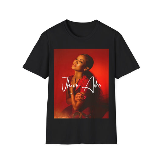 A black graphic t-shirt featuring a signature portrait photo of Jhene Aiko.