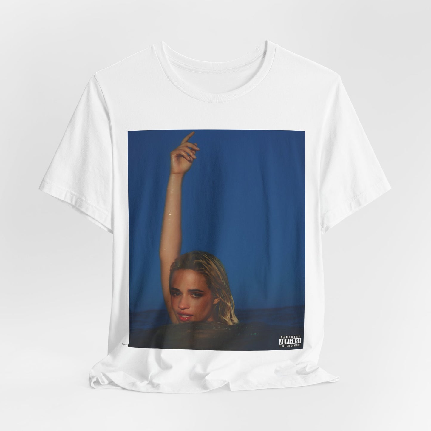 A black graphic t-shirt featuring a graphic related to Camila Cabello's C,XOXO album.