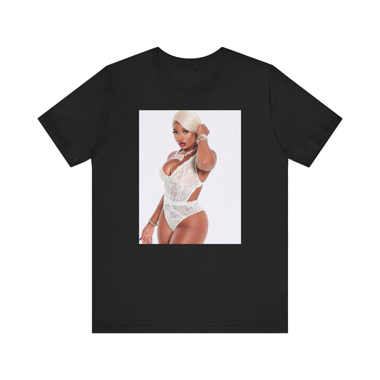 A black graphic t-shirt featuring a graphic of Megan Thee Stallion in a 'Hot Girl' rap style.