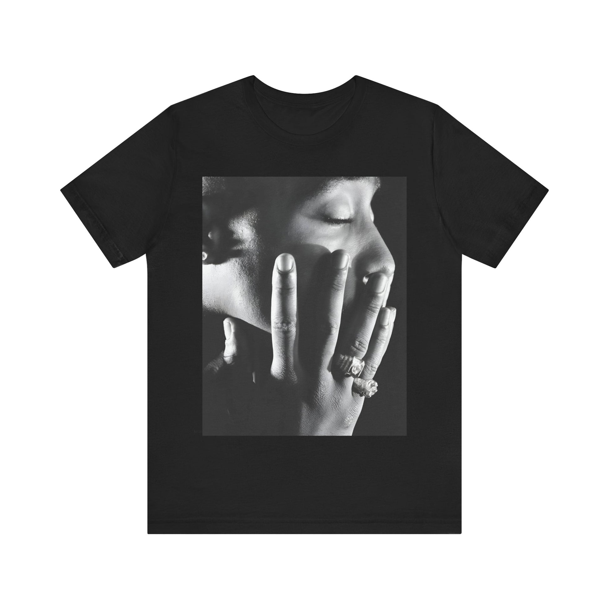 A black graphic t-shirt featuring an iconic West Coast swag graphic of Tupac.