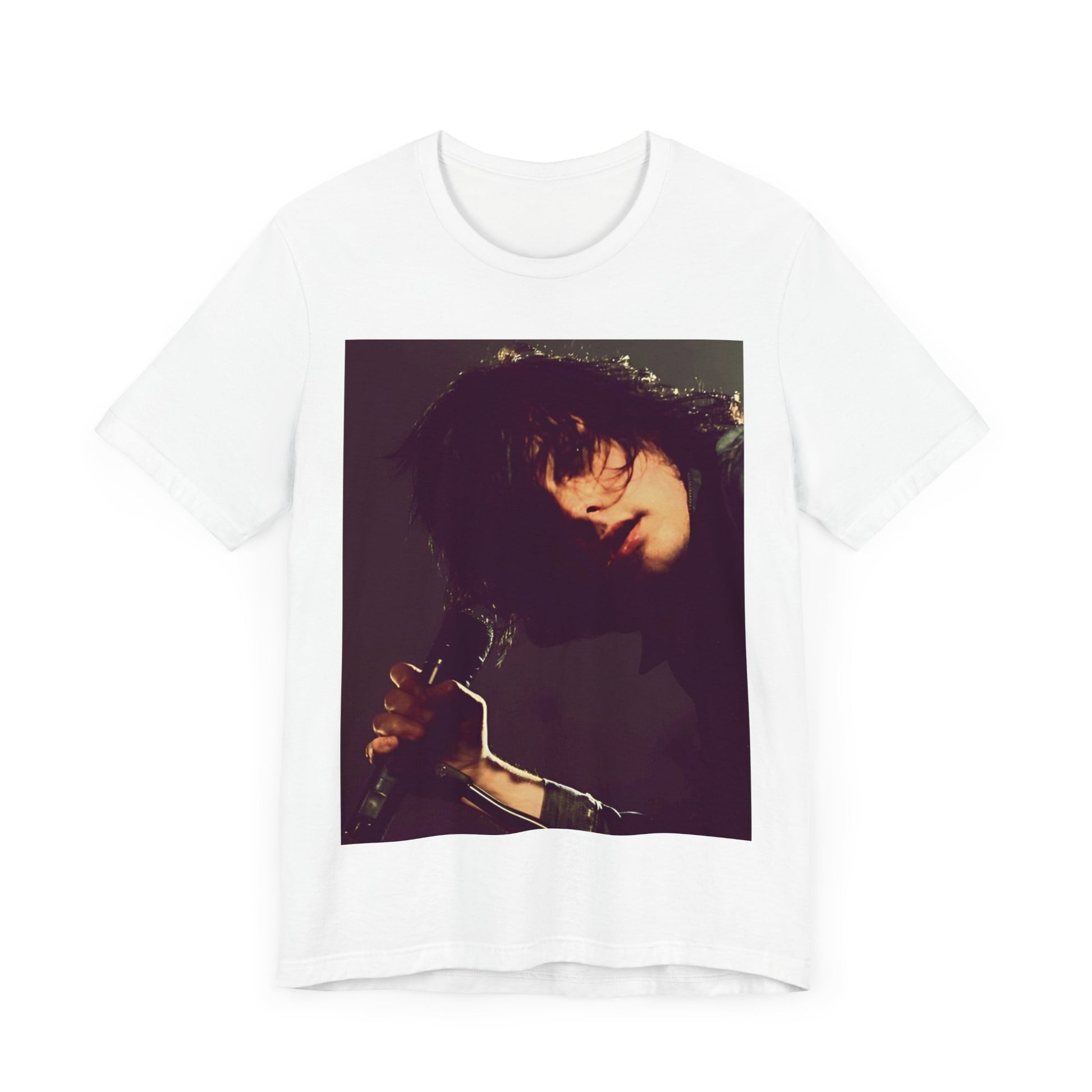 A black graphic t-shirt featuring a graphic of Gerard Way from My Chemical Romance.