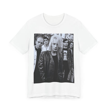 A black graphic t-shirt featuring a cool experimental rock graphic of Radiohead.
