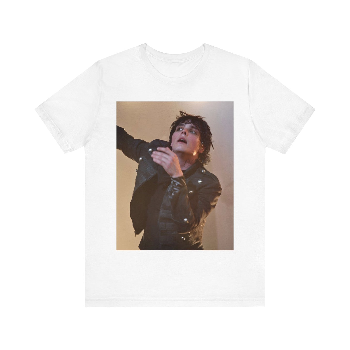 A black graphic t-shirt featuring a graphic or photo of My Chemical Romance performing live on stage.