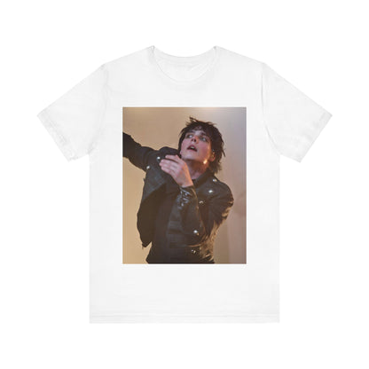 A black graphic t-shirt featuring a graphic or photo of My Chemical Romance performing live on stage.