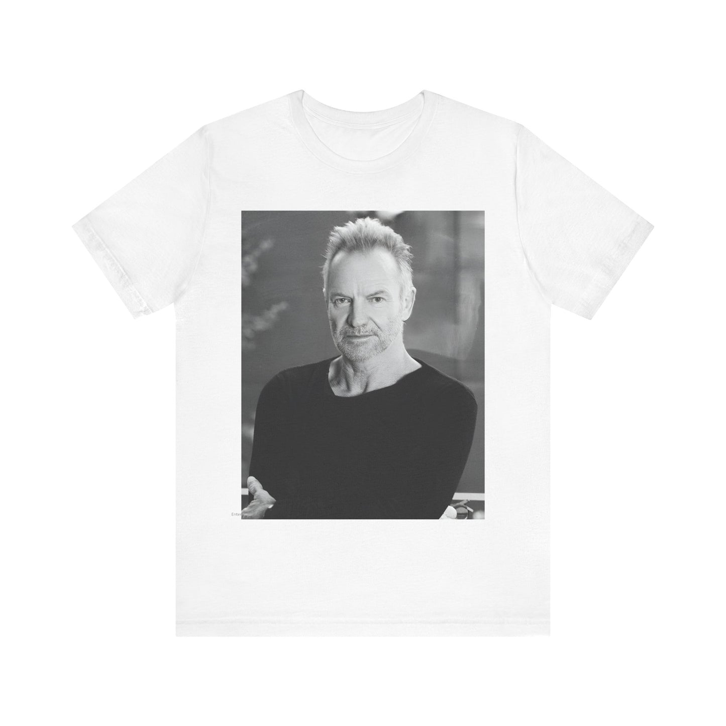A black graphic t-shirt featuring a vintage graphic related to Sting's 'Desert Rose' song or era.