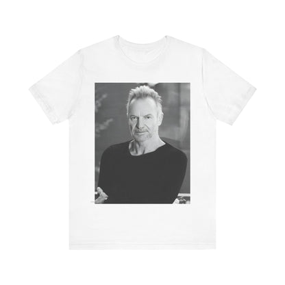 A black graphic t-shirt featuring a vintage graphic related to Sting's 'Desert Rose' song or era.