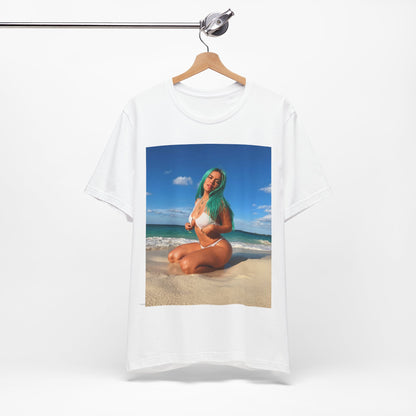 A black graphic t-shirt featuring a graphic related to Karol G's 'Mañana Sera Bonito' album era.