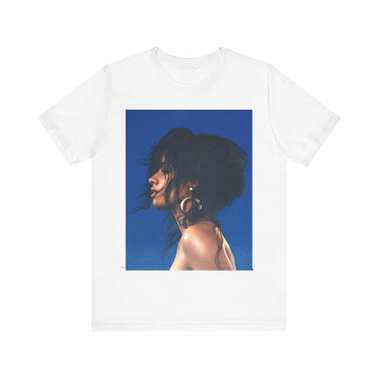 A black graphic t-shirt featuring a retro graphic related to Camila Cabello's "Havana" album.