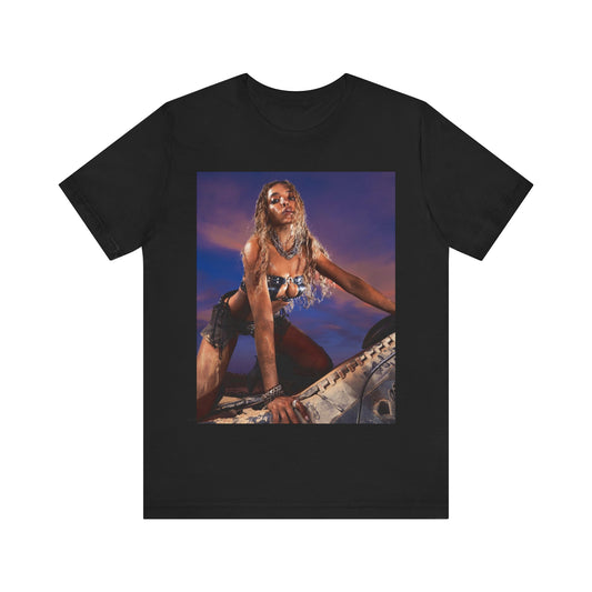 A black graphic t-shirt featuring a vintage graphic related to Tinashe's 'Nasty' era.
