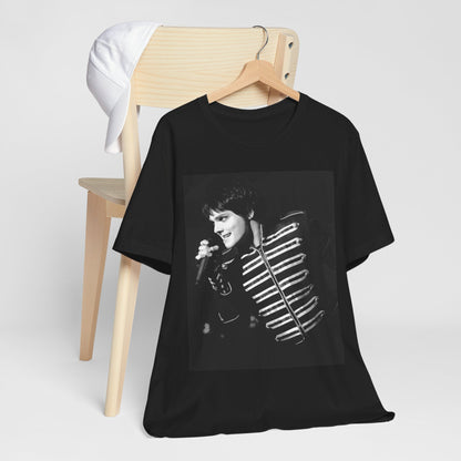 A black graphic t-shirt featuring a graphic related to My Chemical Romance's 'Black Parade' live performances.