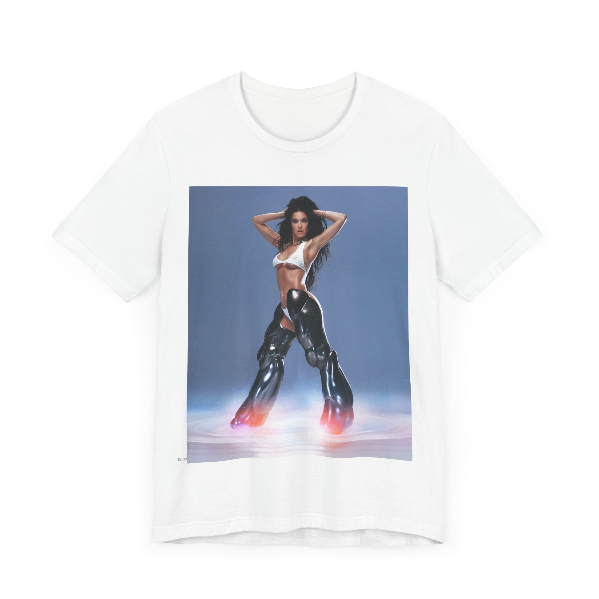 A black graphic t-shirt featuring a graphic of Katy Perry as a pop diva.