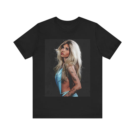 A black graphic t-shirt featuring a graphic related to Nessa Barrett's 'Pain' song or era.