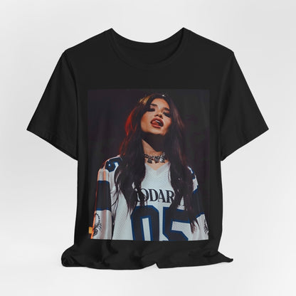 A black graphic t-shirt featuring a graphic or photo of Nessa Barrett performing live.