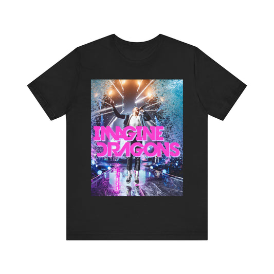 A black graphic t-shirt featuring a tour concert graphic of Imagine Dragons.