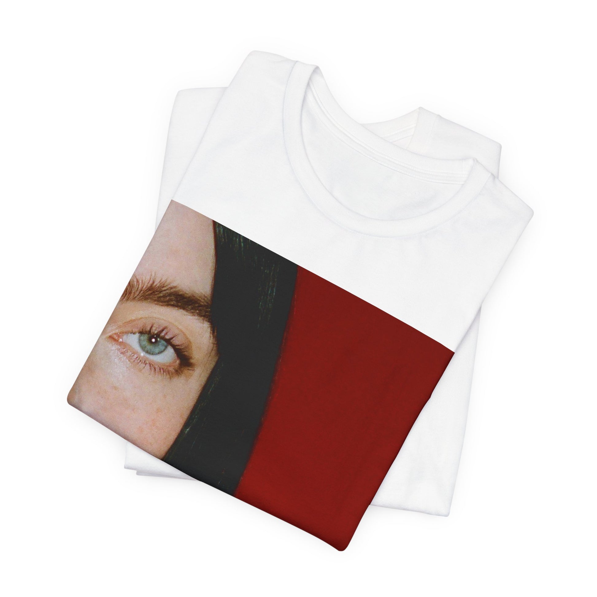 A classic, direct, black and white portrait of Billie Eilish, embodying a timeless aesthetic, printed on a graphic t-shirt.