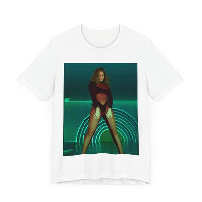 A black graphic t-shirt featuring a graphic of Shakira as the Queen of the Dance Floor.