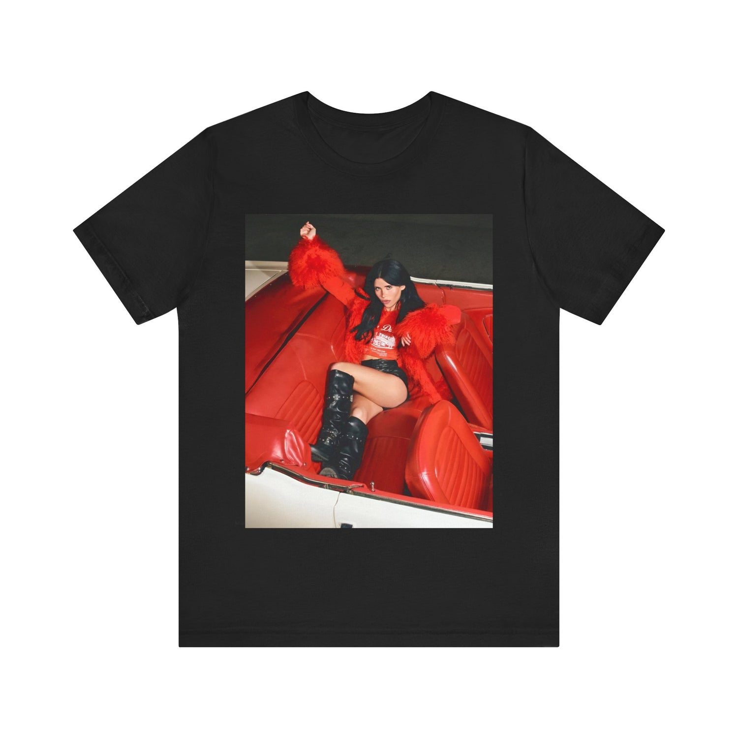 A black graphic t-shirt featuring a retro graphic related to Nessa Barrett's 'Dying on the Inside' song or era.