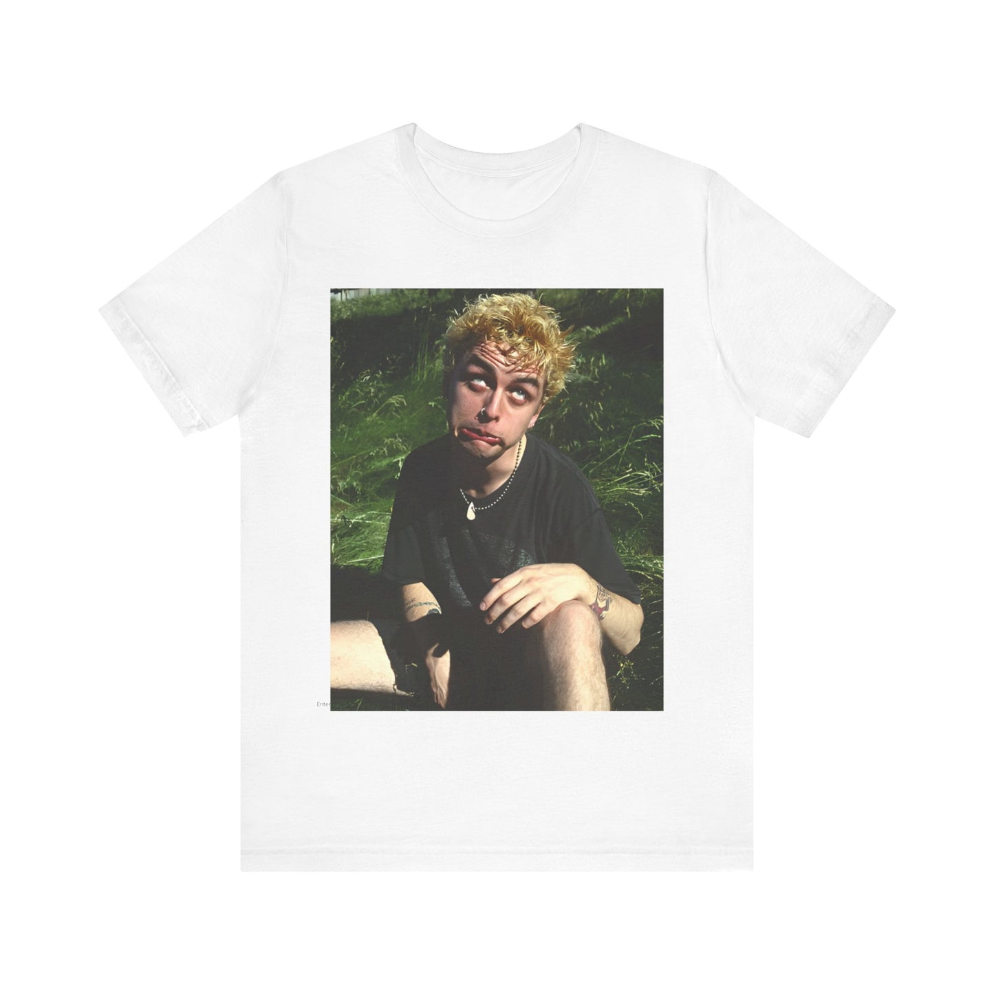 A black graphic t-shirt featuring a 90s graphic of Billie Joe Armstrong from Green Day.