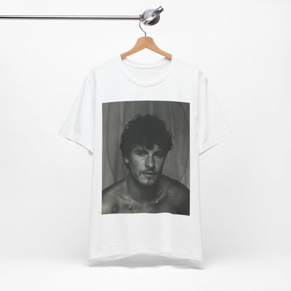 A black graphic t-shirt featuring a fearless portrait graphic of Shawn Mendes.