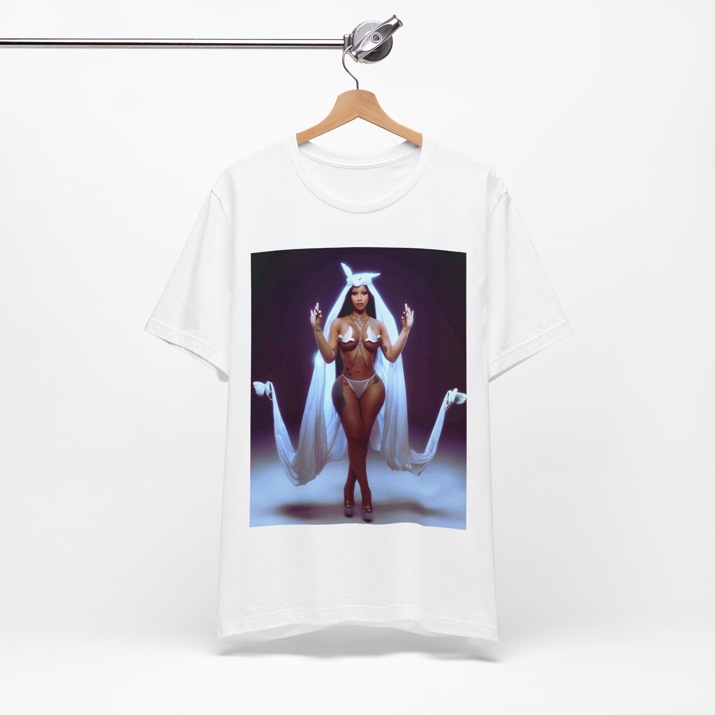 A black graphic t-shirt featuring a graphic of Cardi B with text like 'Enough Bronx' or related to her Bronx origins.