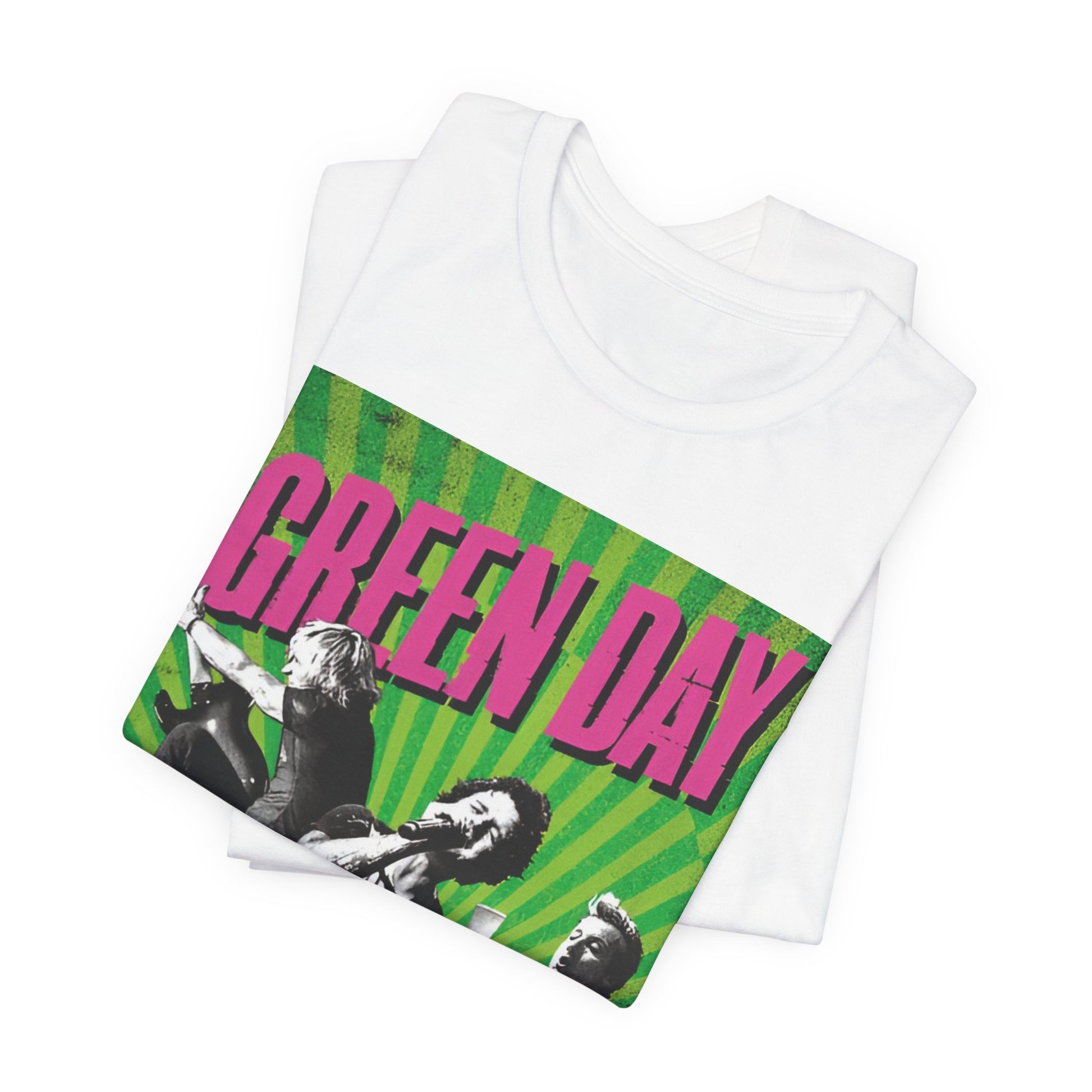 A black graphic t-shirt featuring a graphic related to Green Day's 'Basket Case' song.