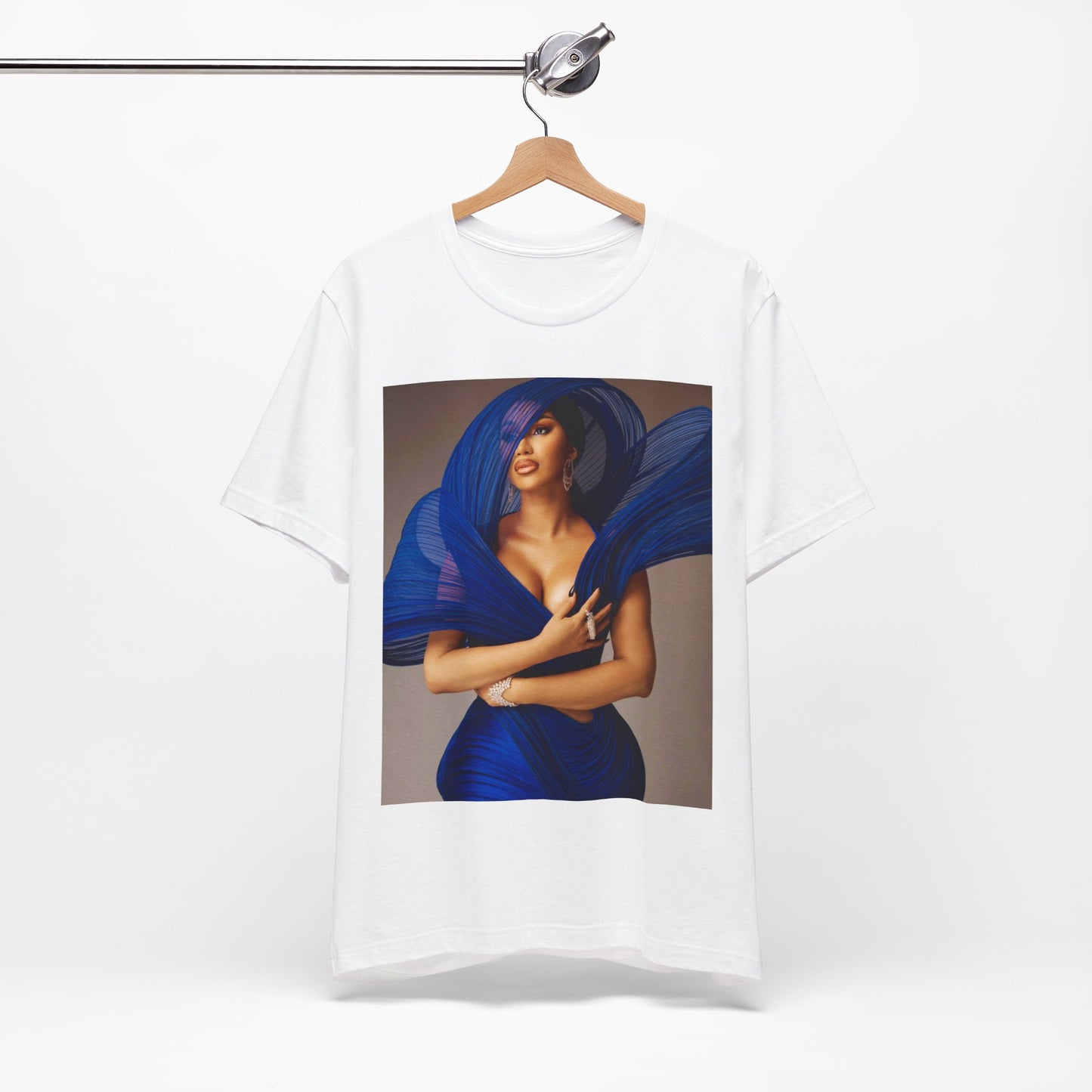 A black graphic t-shirt featuring a graphic of Cardi B in a powerful stance.