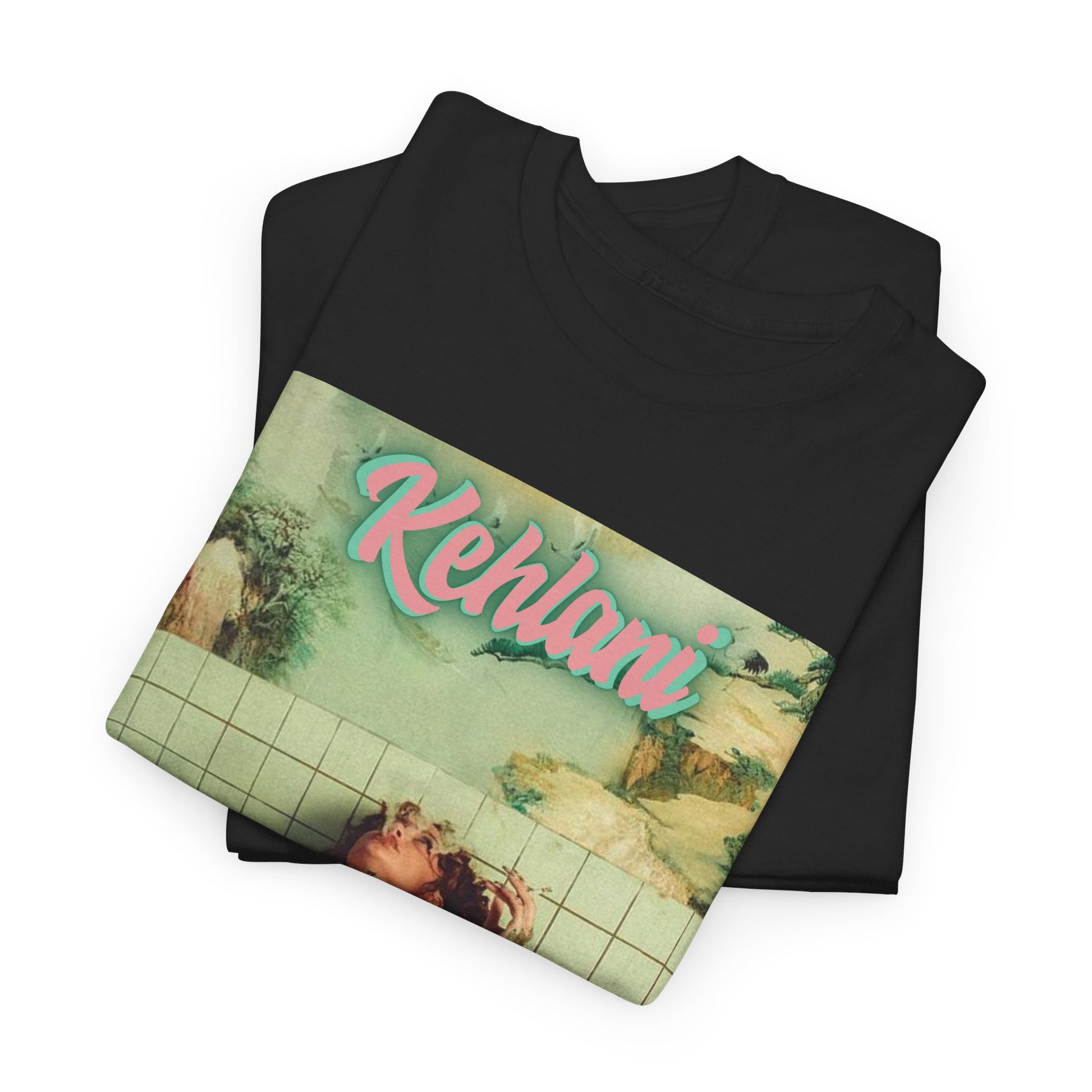 A black graphic t-shirt featuring a cool alt R&B artist graphic of Kehlani.