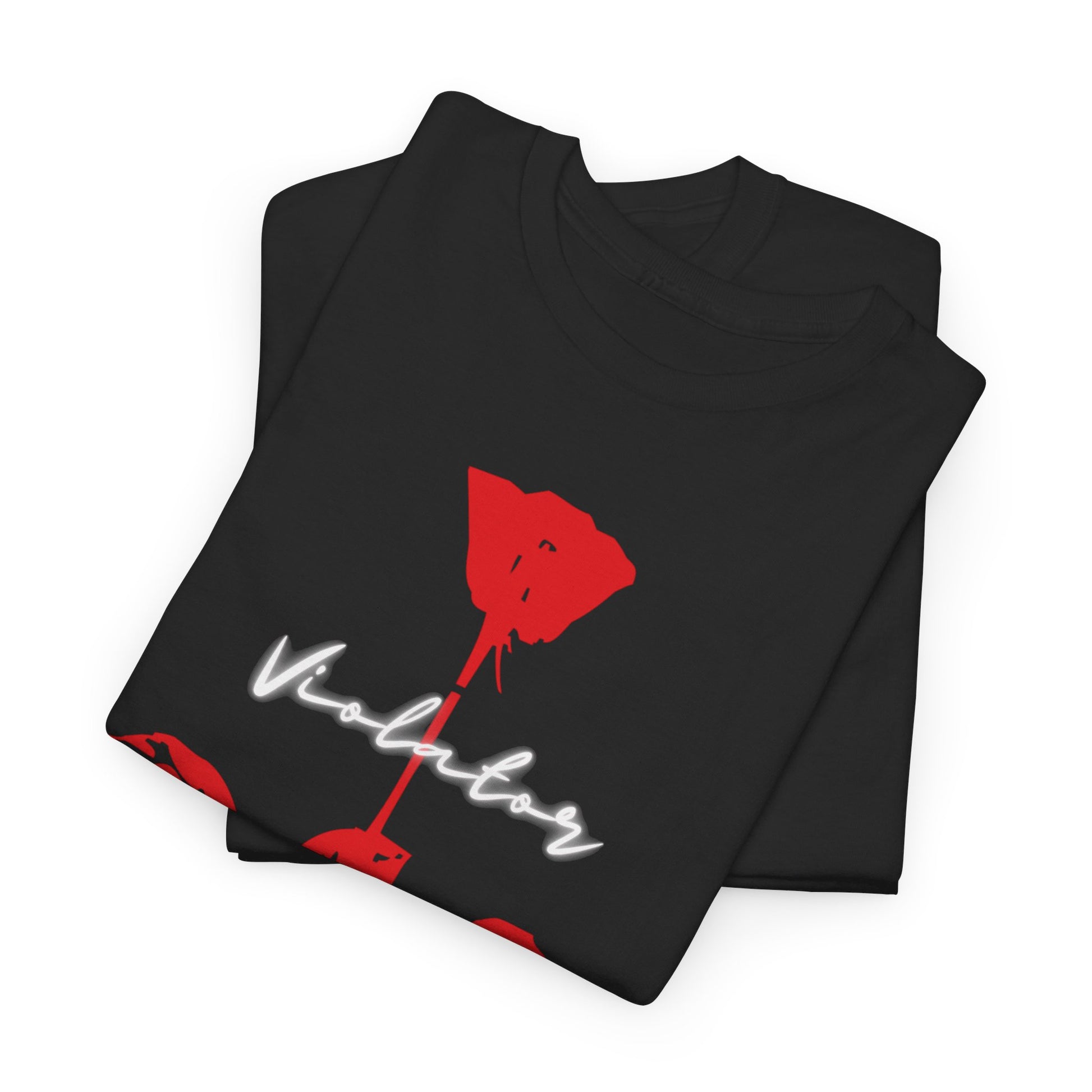 A black graphic t-shirt featuring a graphic related to Depeche Mode's 'Violator' album.