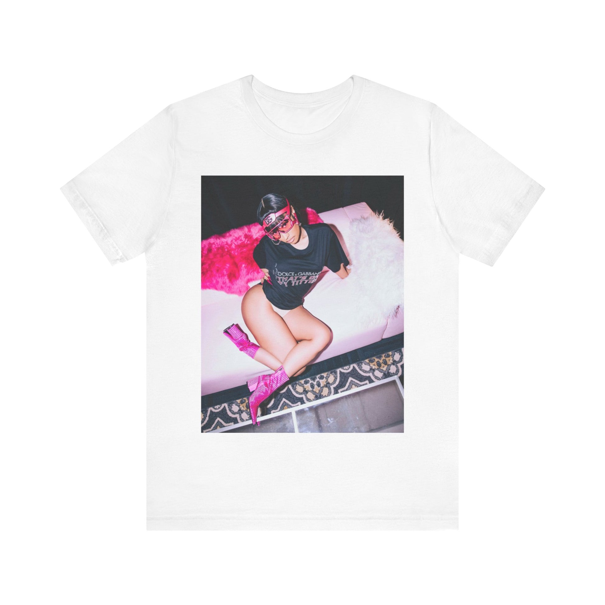 A black graphic t-shirt featuring a classic lifestyle graphic of Nicki Minaj.