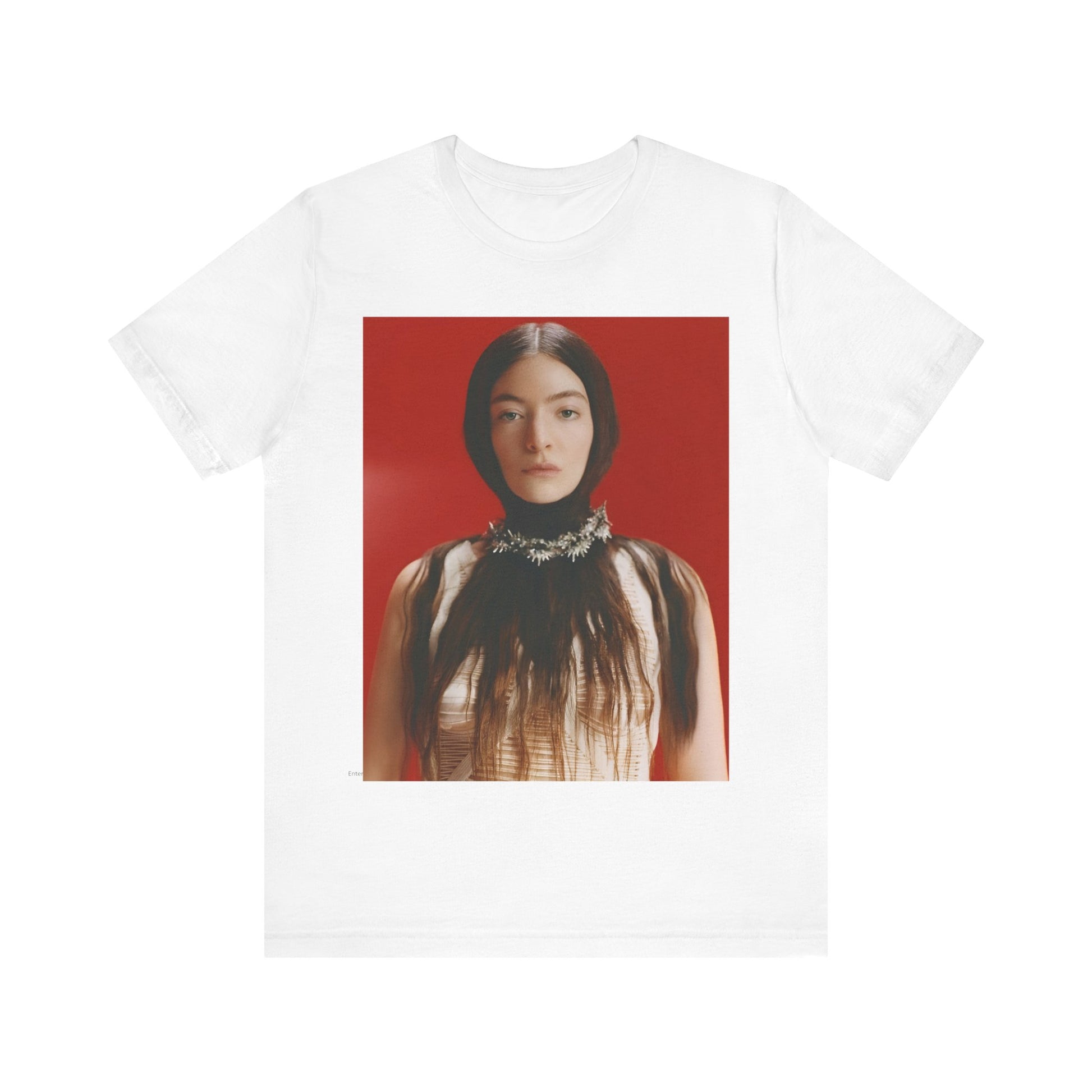 A black graphic t-shirt featuring a vintage indie pop icon graphic of Lorde.