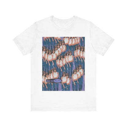 A black graphic t-shirt featuring an aesthetic graphic of Olivia Rodrigo.