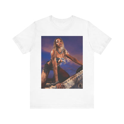 A black graphic t-shirt featuring a vintage graphic related to Tinashe's 'Nasty' era.