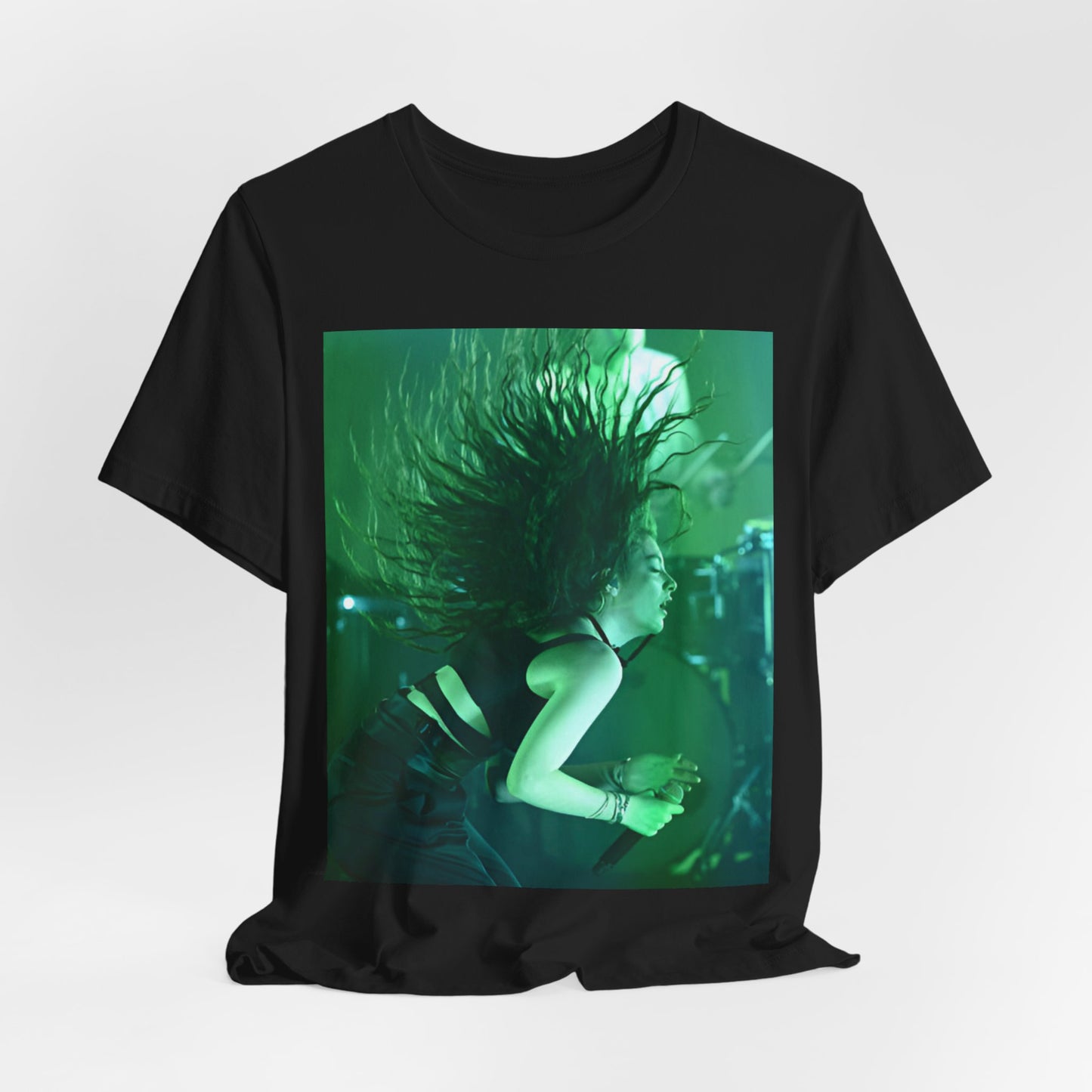 A black graphic t-shirt featuring a vintage live graphic related to Lorde's 'Royals' song or era.