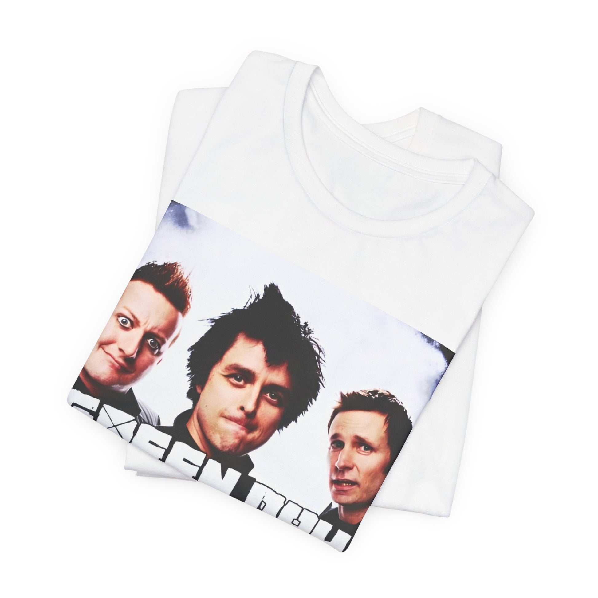A black graphic t-shirt featuring an underground rock graphic of Green Day.