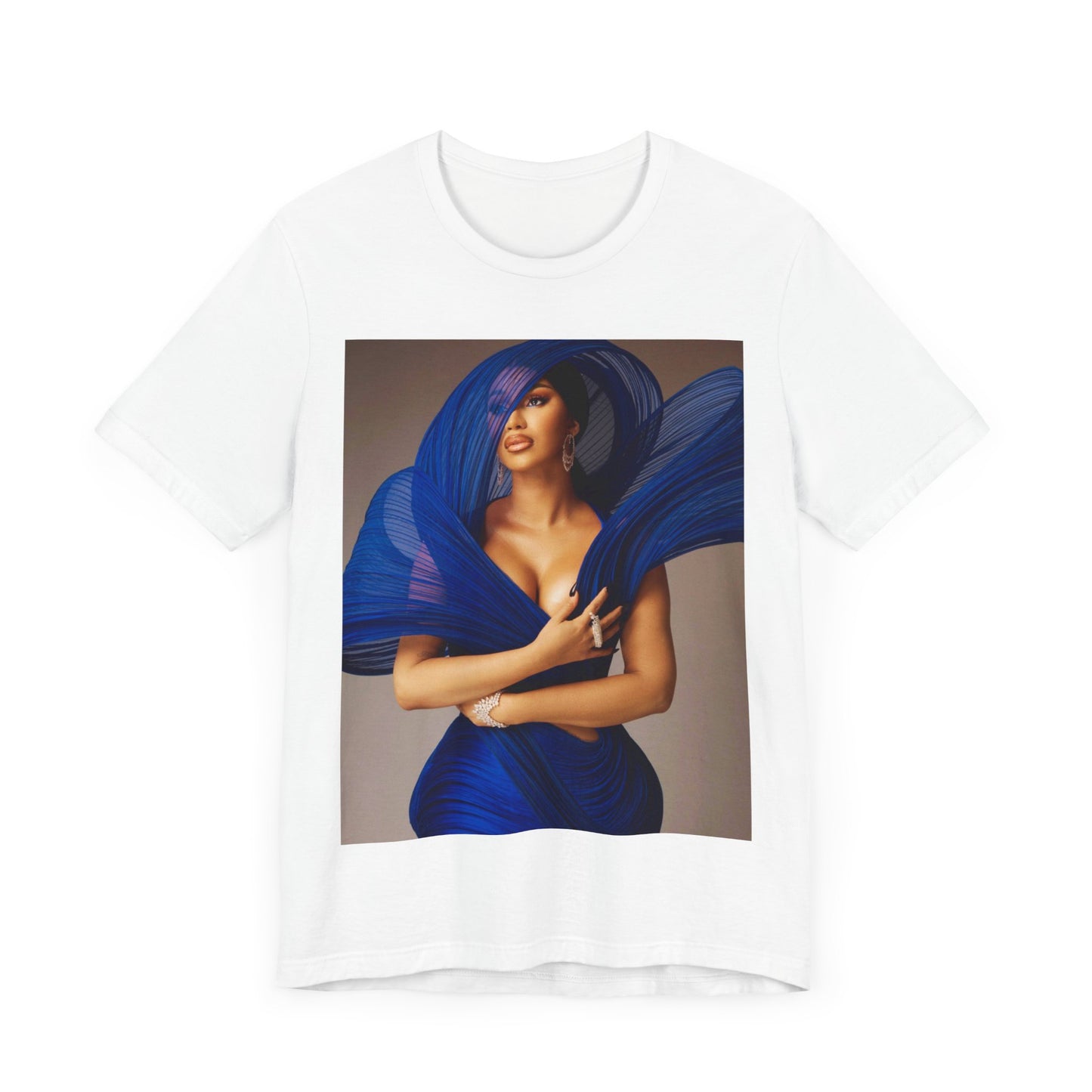 A black graphic t-shirt featuring a graphic of Cardi B in a powerful stance.