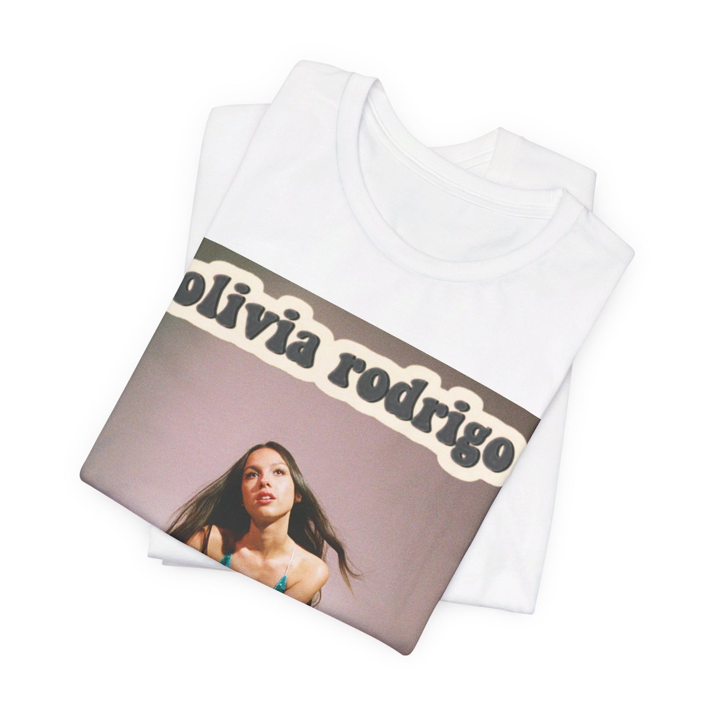 A black graphic t-shirt featuring a fierce graphic related to Olivia Rodrigo's 'good 4 u' song or era.