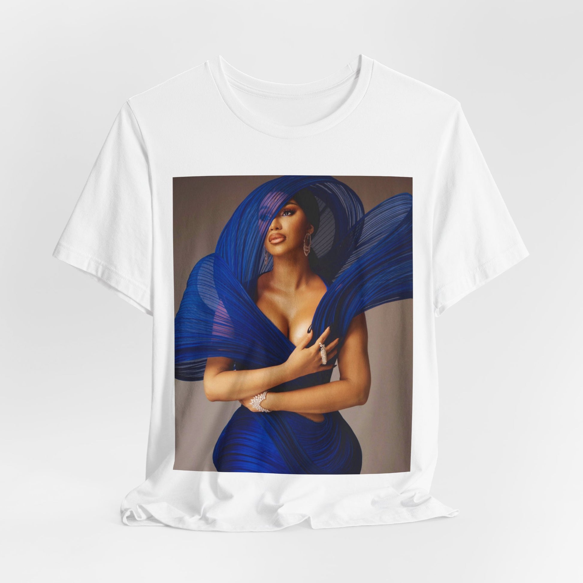A black graphic t-shirt featuring a graphic of Cardi B in a powerful stance.