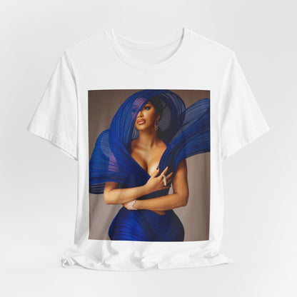 A black graphic t-shirt featuring a graphic of Cardi B in a powerful stance.