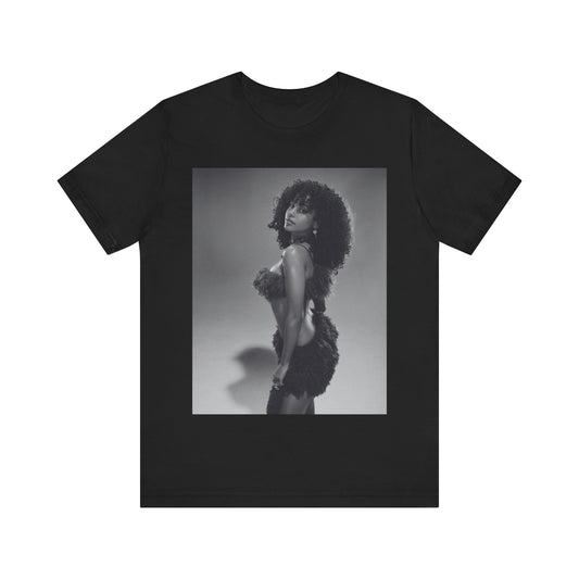 A black graphic t-shirt featuring a retro graphic related to Tyla's 'Water' song or era.